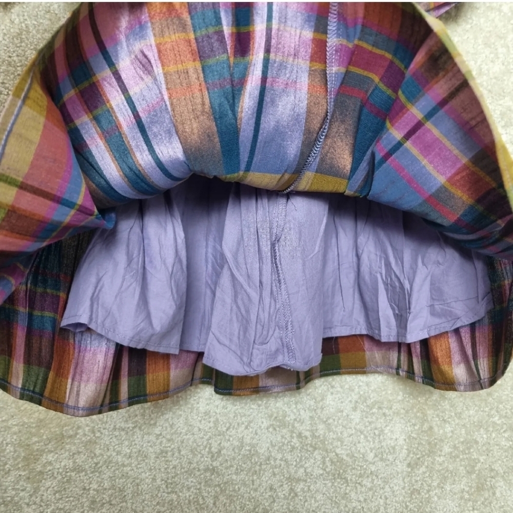 Next Toddler Dress 3-6 Months Check Tafetta With Velvet Collar Vintage Style - Picture 4 of 8